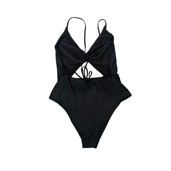 Aerie One Piece Black Strappy Cutout Swimsuit Sz Large - Picture 2 of 8